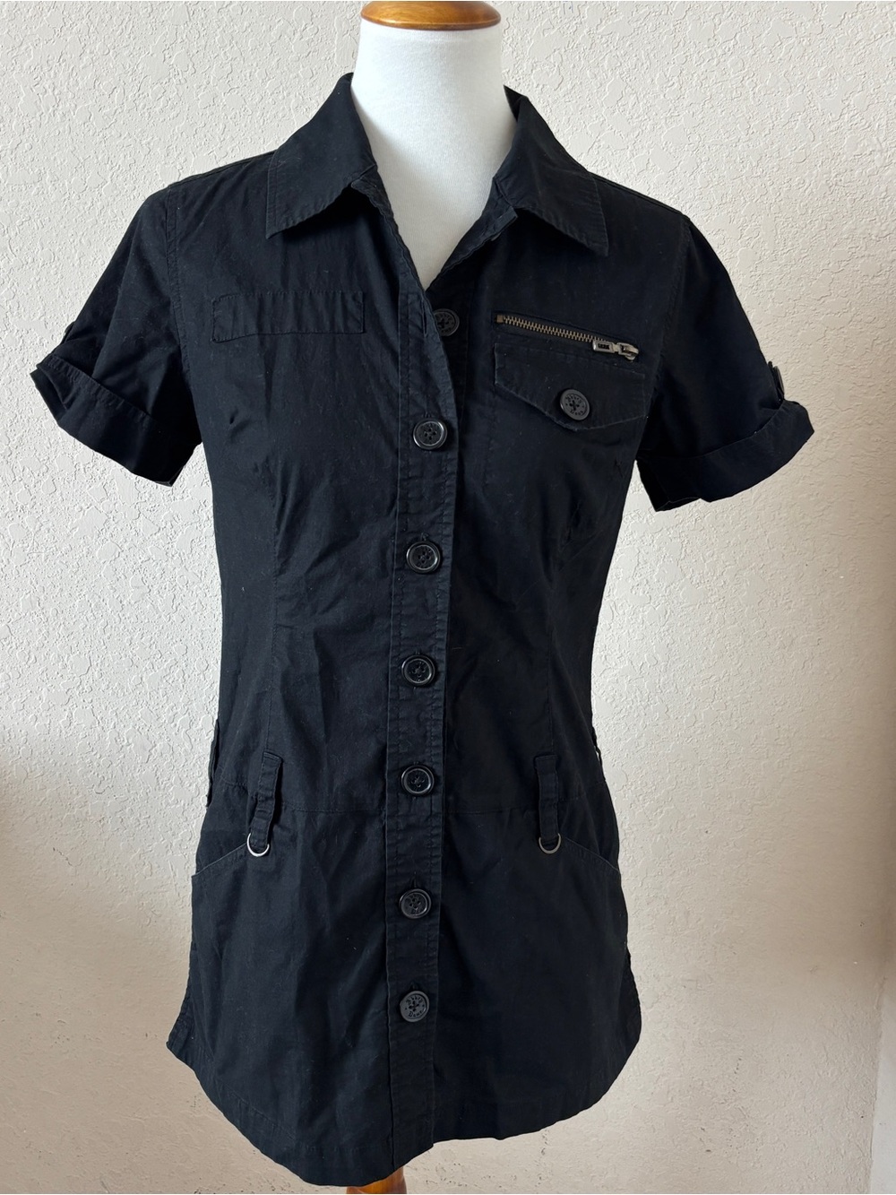 Abbey Dawn by Avril Lavigne Y2K  Rare Black Button Up Shirt Grunge Punk Large - Picture 2 of 5